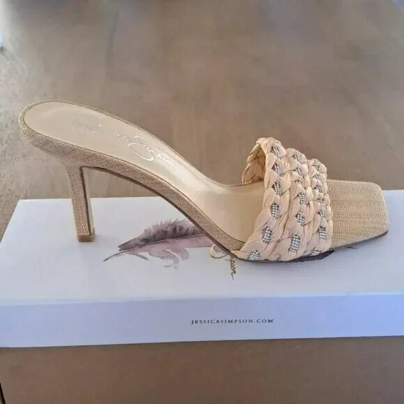 Jessica Simpson Shoes - Jessica Simpson Kasova Braided Heeled Sandals - Color: Natural - Size: 9